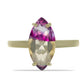 Anel de Prata com Banho de Ouro com Fluorite púrpura