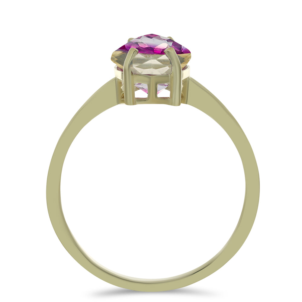 Anel de Prata com Banho de Ouro com Fluorite púrpura 2 