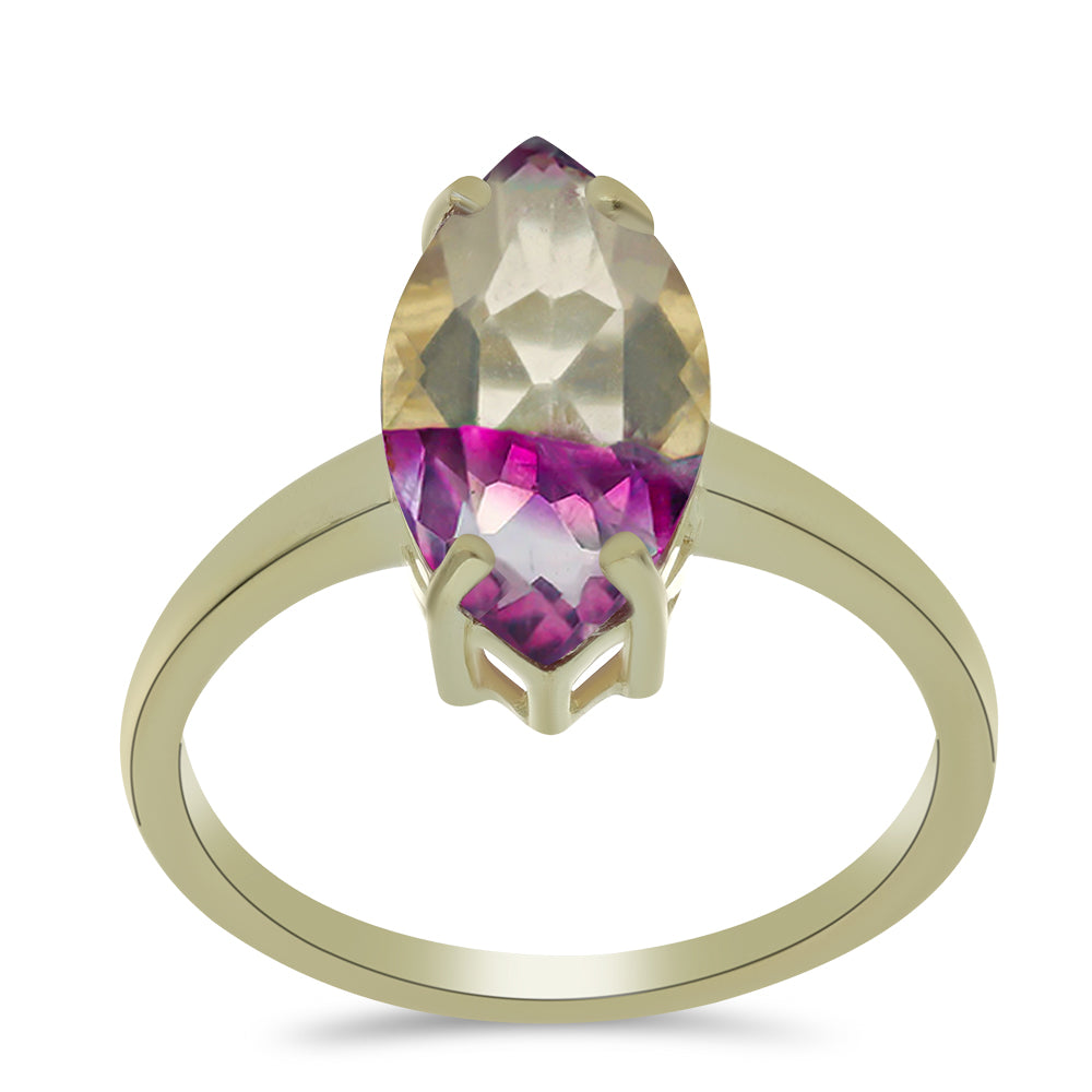 Anel de Prata com Banho de Ouro com Fluorite púrpura 3 