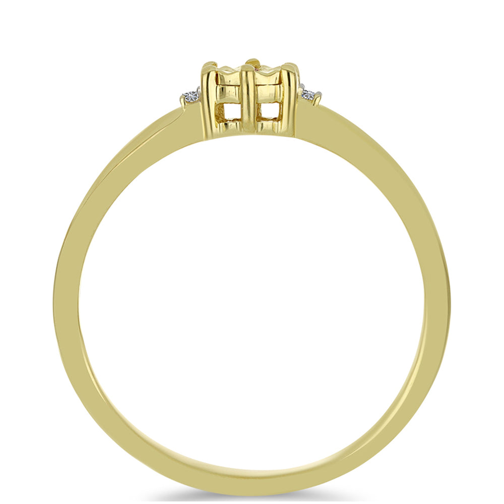 Anel de Prata com Banho de Ouro com Diamante Champanhe e Diamante Branco