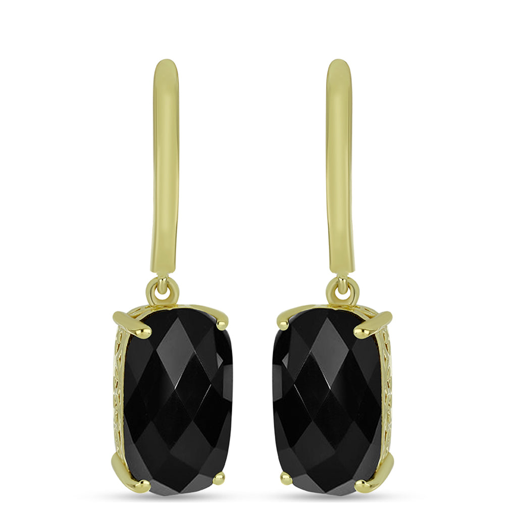 Brincos de Prata com Banho de Ouro com Ónix Preta 1 