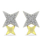 Brincos de Prata com Banho de Ouro com Diamante Branco