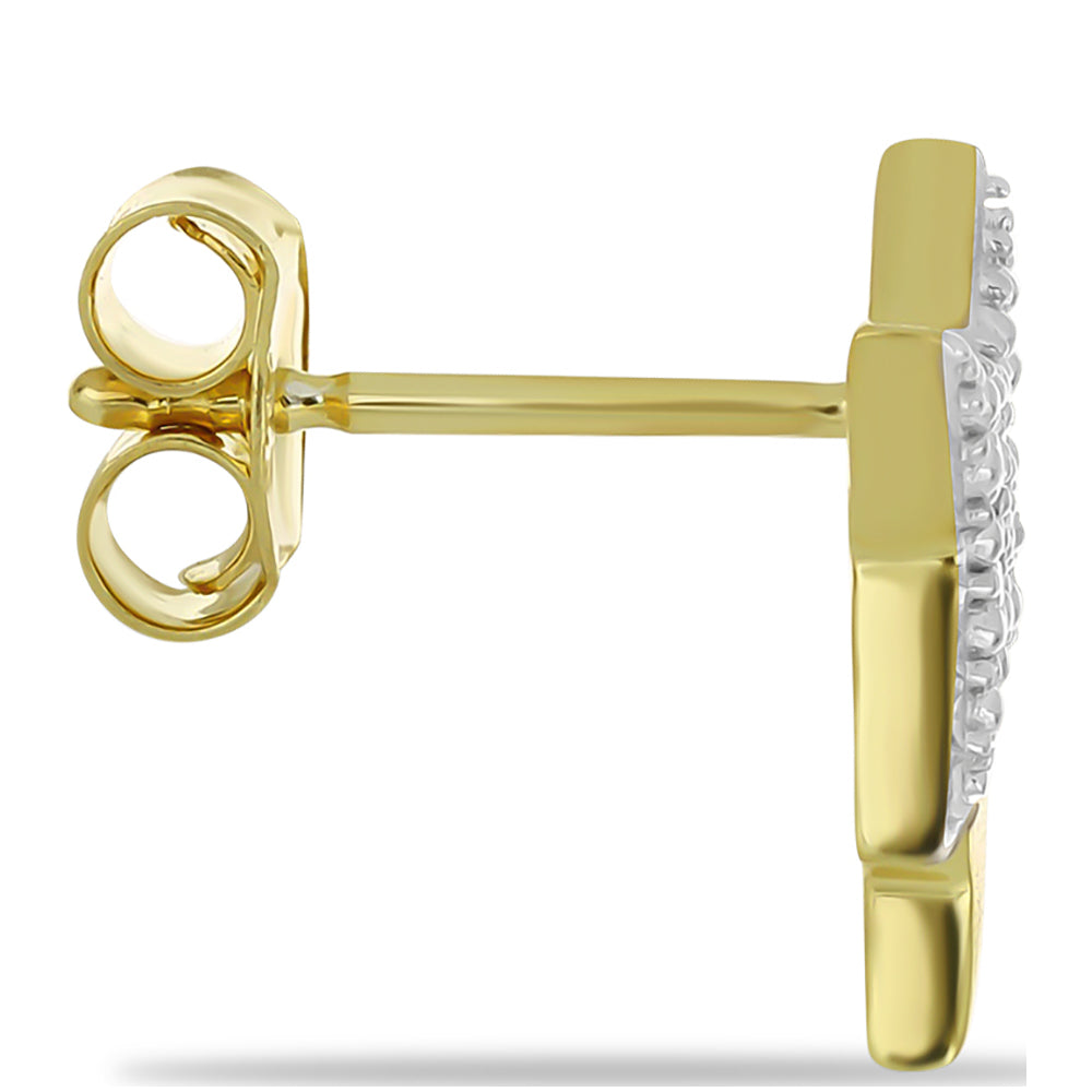 Brincos de Prata com Banho de Ouro com Diamante Branco 2 