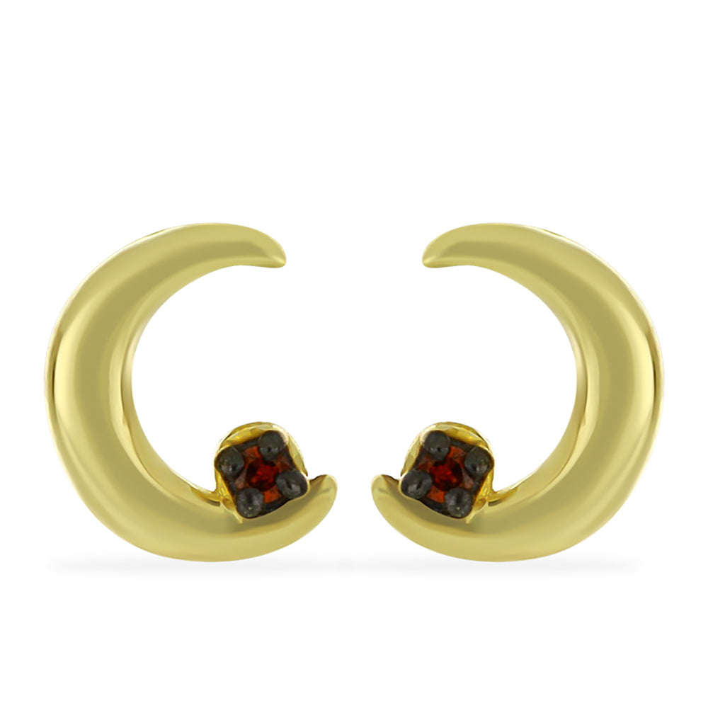 Brincos de Prata com Banho de Ouro com Diamante Vermelho 1 