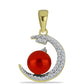 Pendente de Prata com Banho de Ouro com Pérola Vermelha de Água Doce e Topázio Branco
