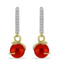 Brincos de Prata com Banho de Ouro com Pérola Vermelha de Água Doce e Topázio Branco