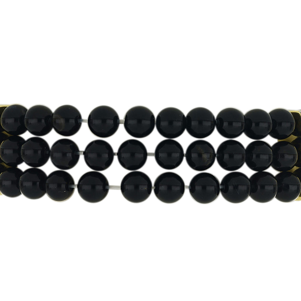 Pulseira de Prata com Banho de Ouro com Ónix Preta e Topázio Branco  Contraste: Cabeca de Veado (800)