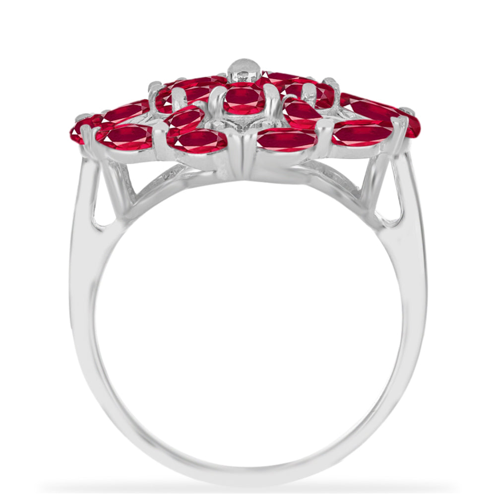 Anel de Prata com Rubi de Madagáscar e Diamante Branco  Contraste: Cabeca de Veado (800) 2 