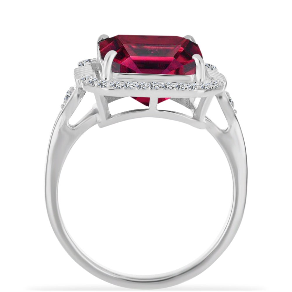 Anel de Prata com Rubi de Madagáscar e Diamante Branco  Contraste: Cabeca de Veado (800) 2 