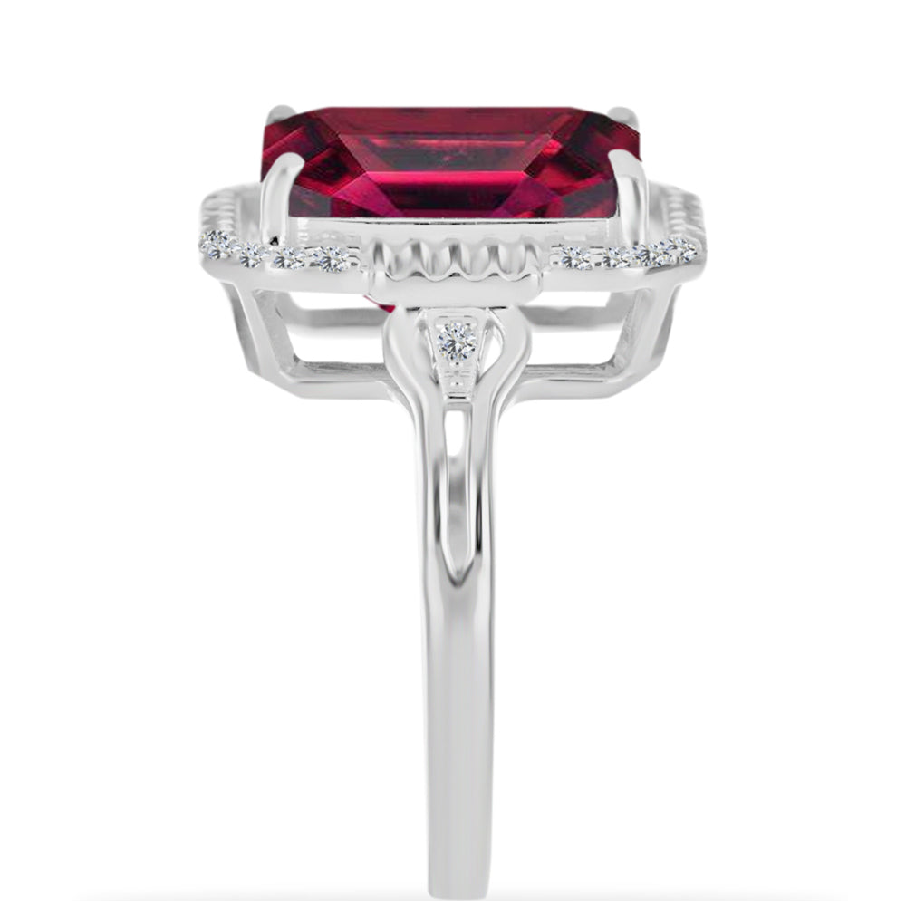 Anel de Prata com Rubi de Madagáscar e Diamante Branco  Contraste: Cabeca de Veado (800) 4 