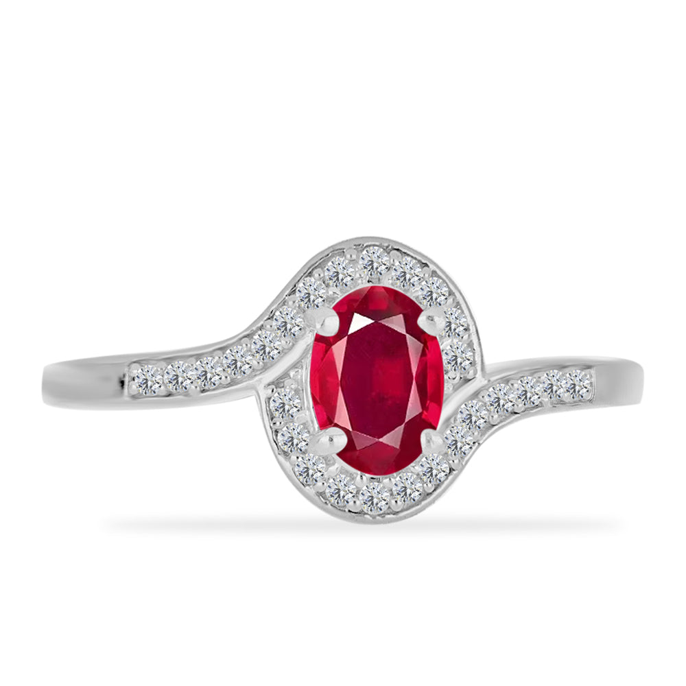 Anel de Prata com Rubi de Madagáscar e Diamante Branco 1 