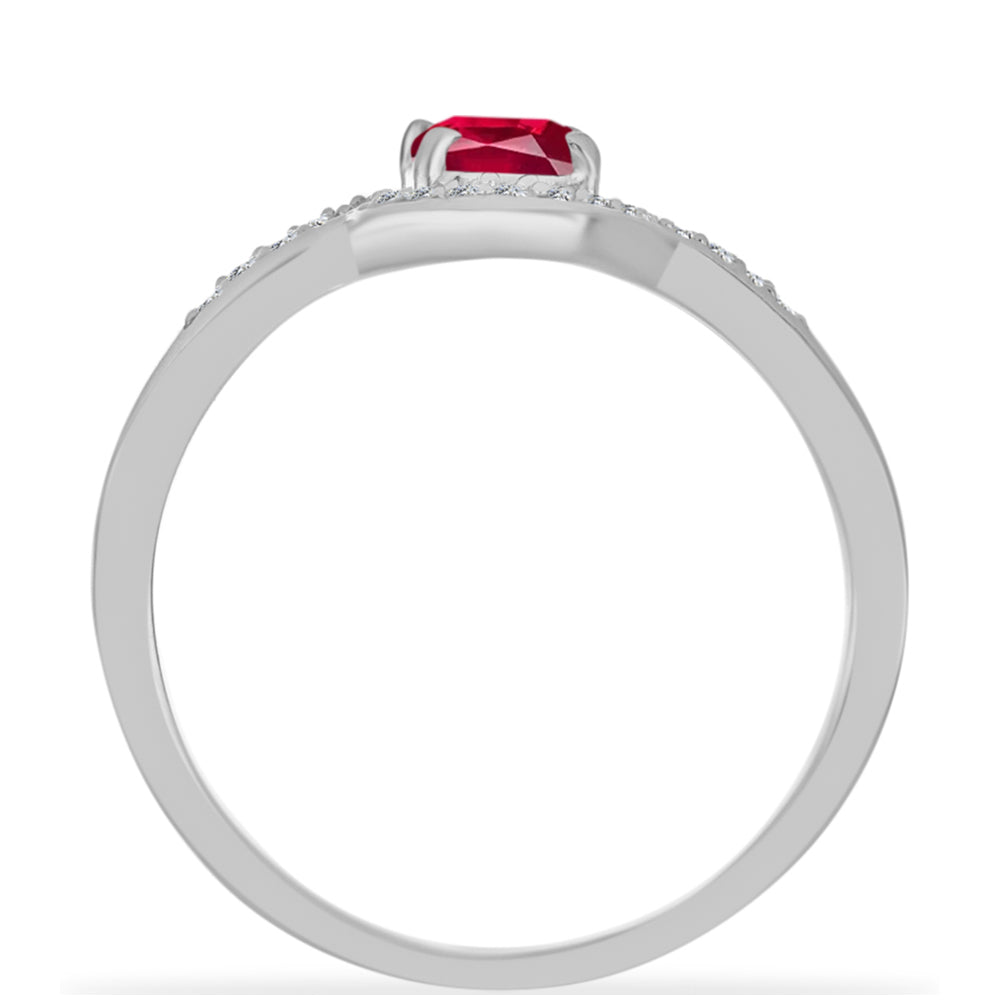 Anel de Prata com Rubi de Madagáscar e Diamante Branco 2 