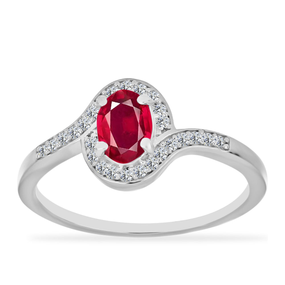 Anel de Prata com Rubi de Madagáscar e Diamante Branco