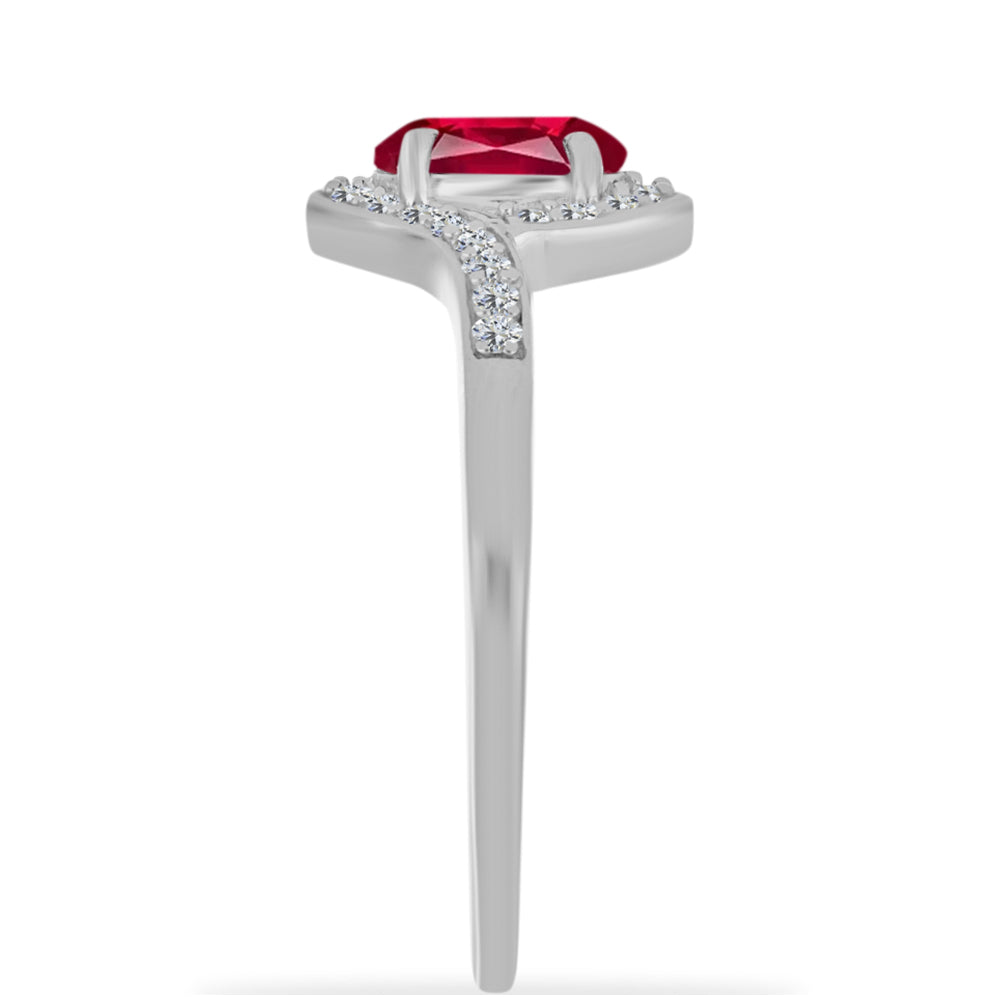 Anel de Prata com Rubi de Madagáscar e Diamante Branco 4 