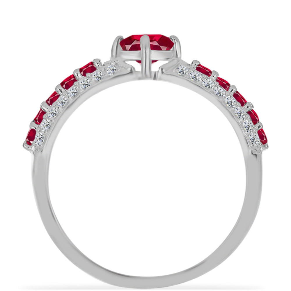 Anel de Prata com Rubi de Madagáscar e Diamante Branco 2 