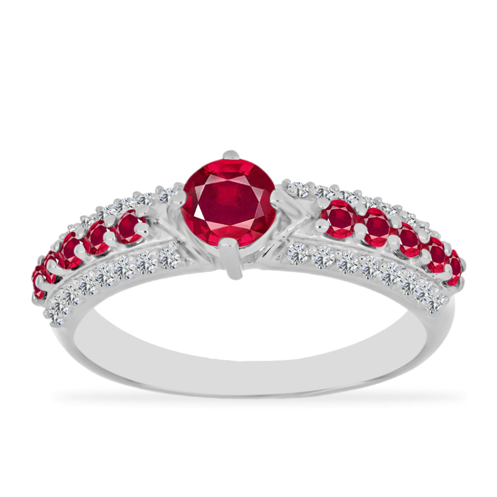 Anel de Prata com Rubi de Madagáscar e Diamante Branco 3 