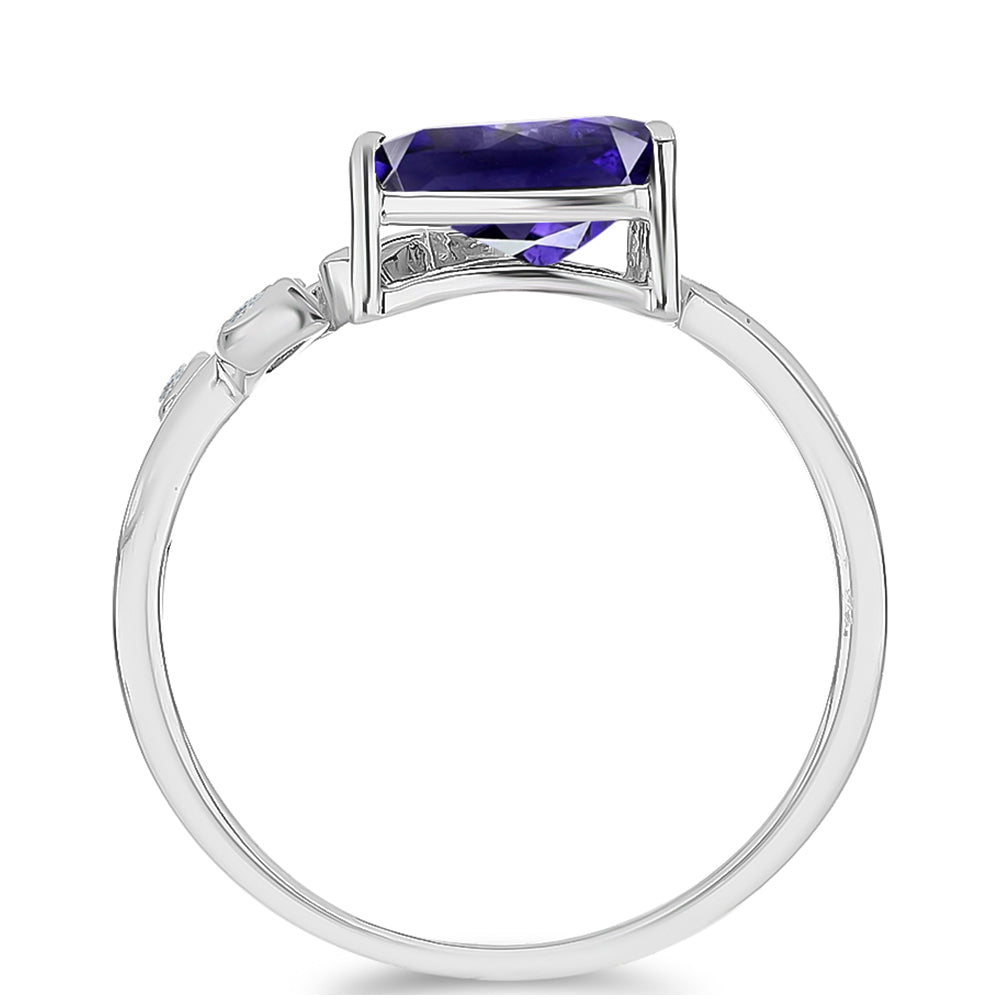 Anel de Prata com Iolite e Topázio Branco 2 