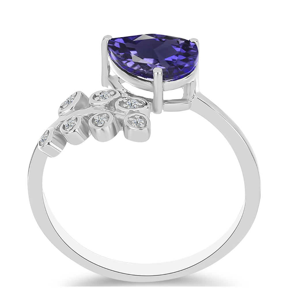 Anel de Prata com Iolite e Topázio Branco