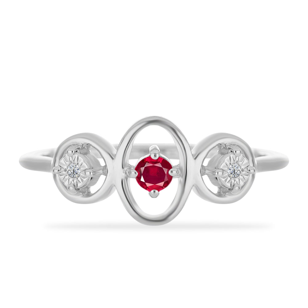 Anel de Prata com Rubi de Madagáscar e Diamante Branco 1 