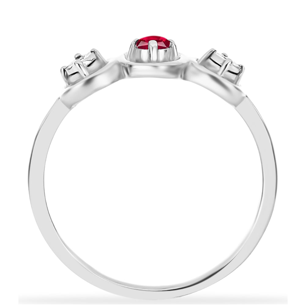 Anel de Prata com Rubi de Madagáscar e Diamante Branco 2 