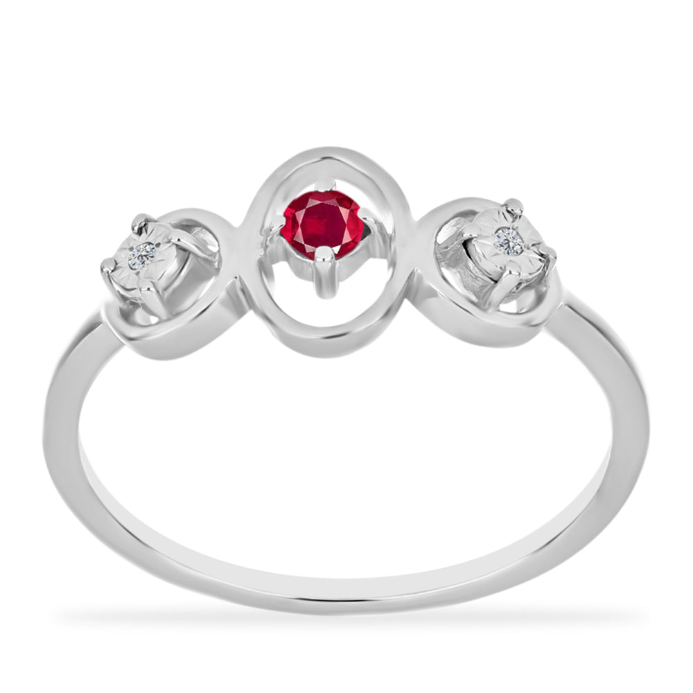 Anel de Prata com Rubi de Madagáscar e Diamante Branco 3 