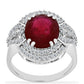 Anel de Prata com Rubi de Madagáscar e Diamante Branco  Contraste: Cabeca de Veado (800)