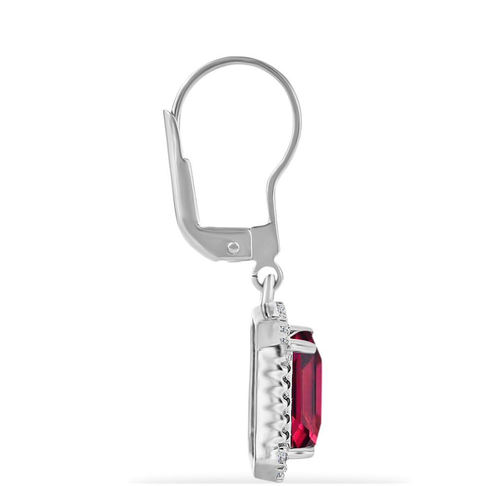 Brincos de Prata com Rubi de Madagáscar e Diamante Branco 2 