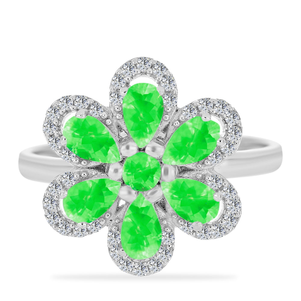 Anel de Prata com Opala Hialite e Topázio Branco  Contraste: Cabeca de Veado (800) 1 