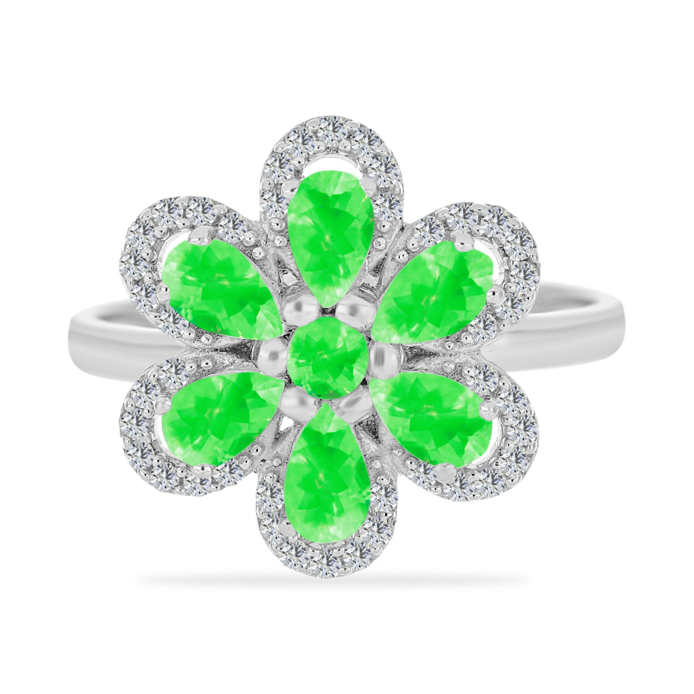 Anel de Prata com Opala Hialite e Topázio Branco  Contraste: Cabeca de Veado (800) 5 