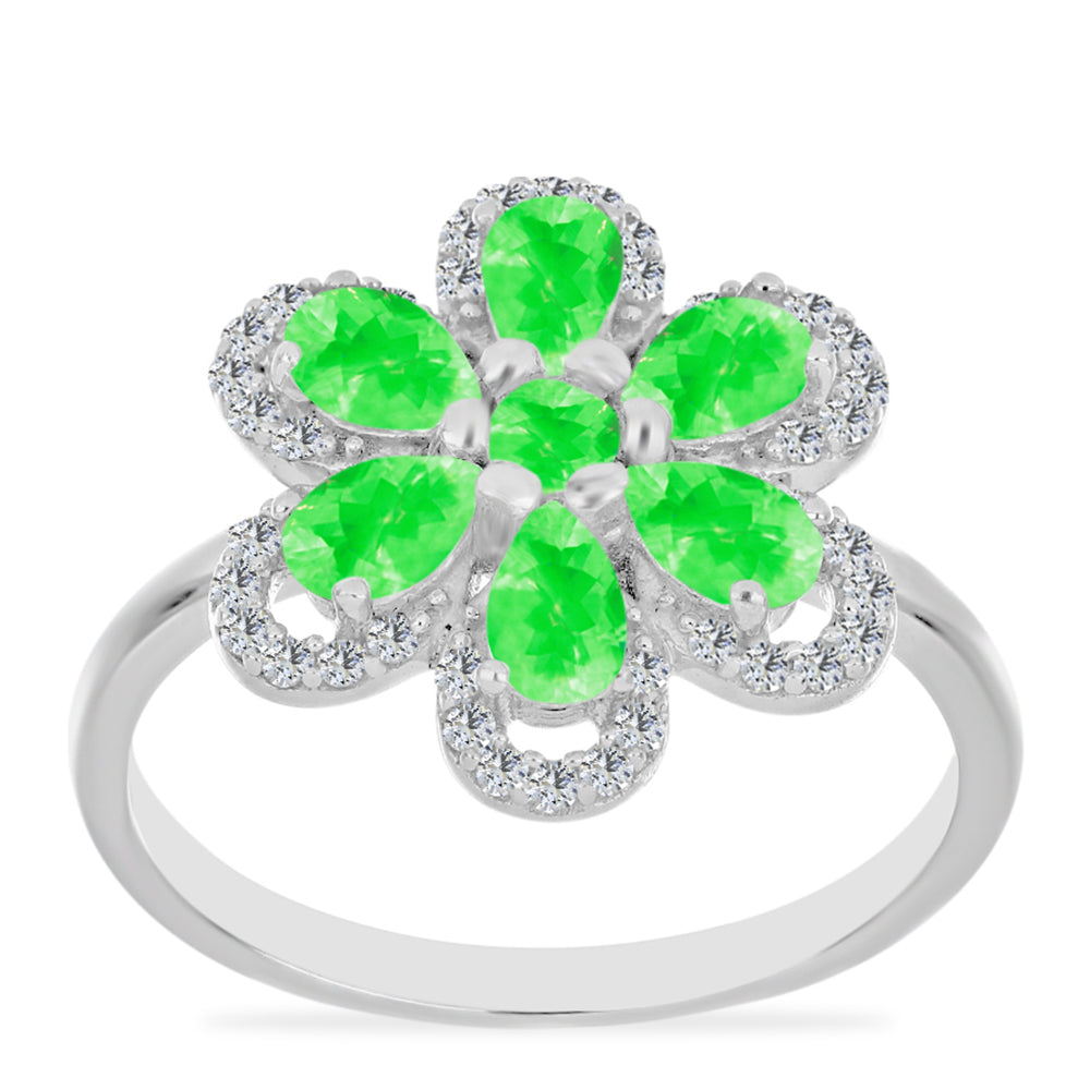 Anel de Prata com Opala Hialite e Topázio Branco  Contraste: Cabeca de Veado (800) 3 