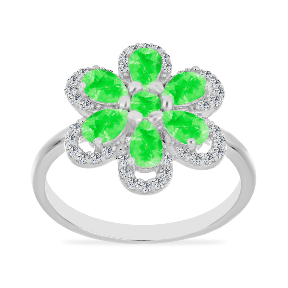 Anel de Prata com Opala Hialite e Topázio Branco  Contraste: Cabeca de Veado (800)