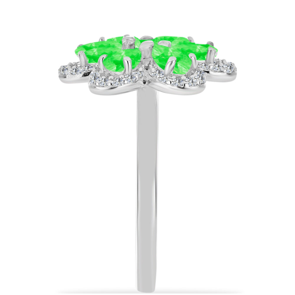 Anel de Prata com Opala Hialite e Topázio Branco  Contraste: Cabeca de Veado (800) 4 