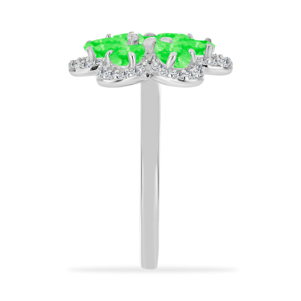 Anel de Prata com Opala Hialite e Topázio Branco  Contraste: Cabeca de Veado (800) 8 