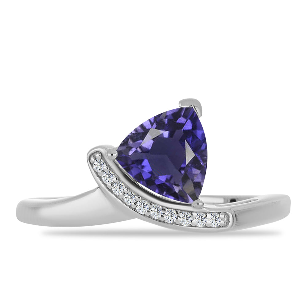 Anel de Prata com Iolite e Topázio Branco 1 