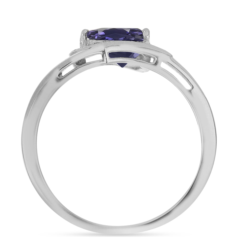 Anel de Prata com Iolite e Topázio Branco 2 