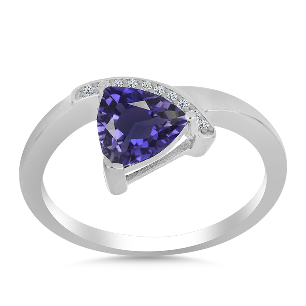 Anel de Prata com Iolite e Topázio Branco 3 