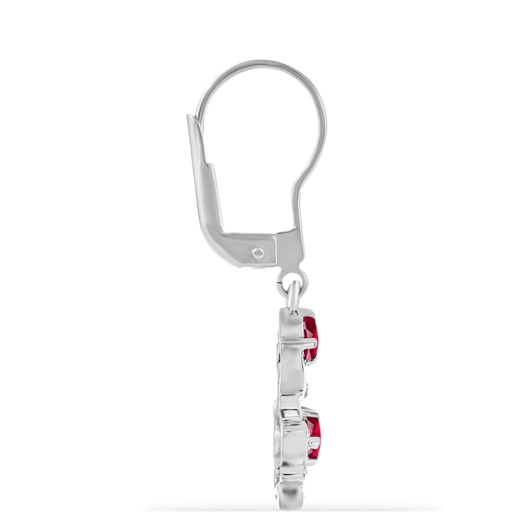 Brincos de Prata com Rubi de Madagáscar e Diamante Branco 2 