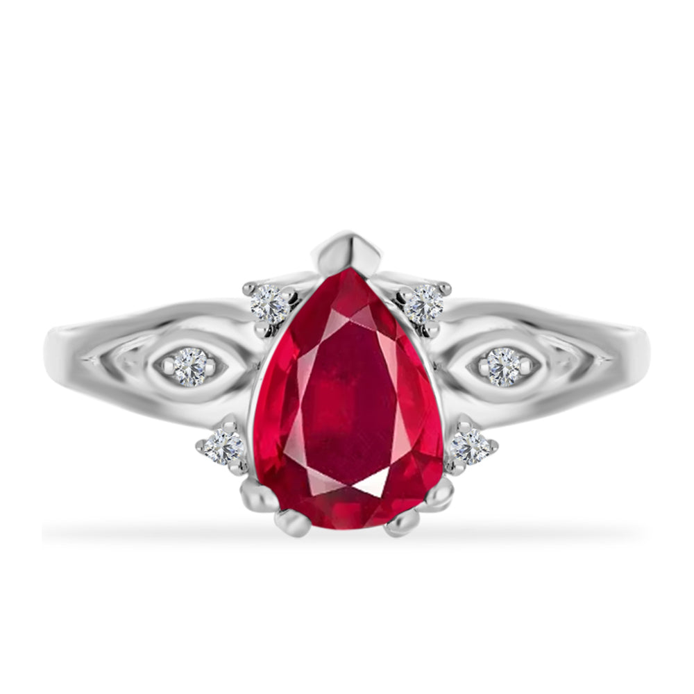 Anel de Prata com Rubi de Madagáscar e Diamante Branco 1 