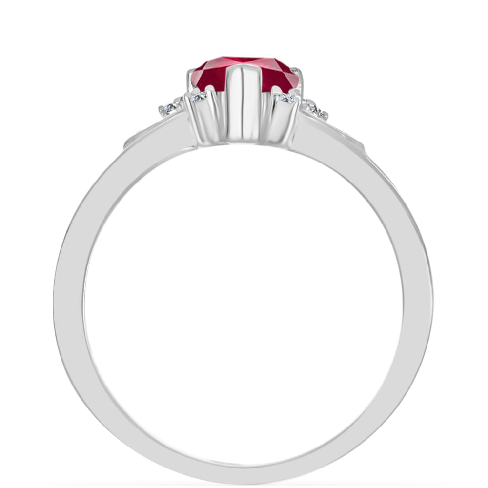 Anel de Prata com Rubi de Madagáscar e Diamante Branco 2 