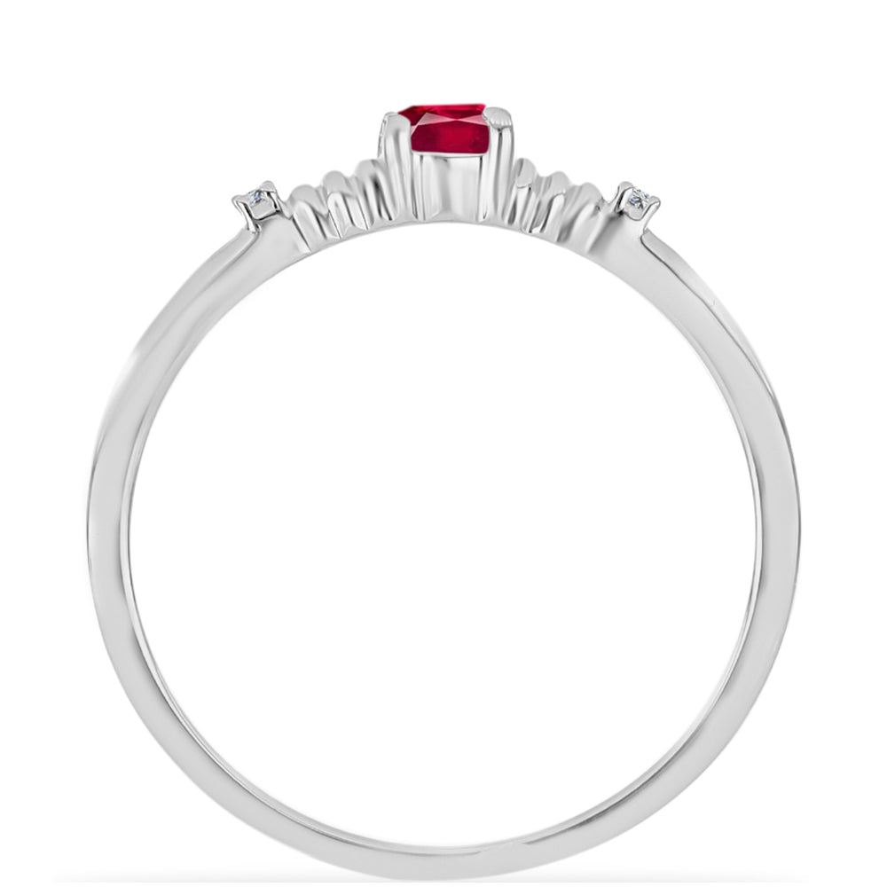 Anel de Prata com Rubi de Madagáscar e Diamante Branco