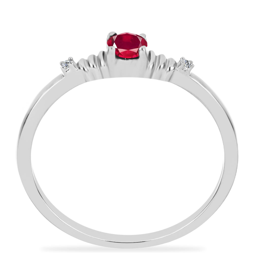 Anel de Prata com Rubi de Madagáscar e Diamante Branco