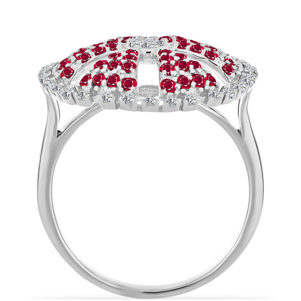 Anel de Prata com Rubi de Madagáscar e Diamante Branco  Contraste: Cabeca de Veado (800) 2 