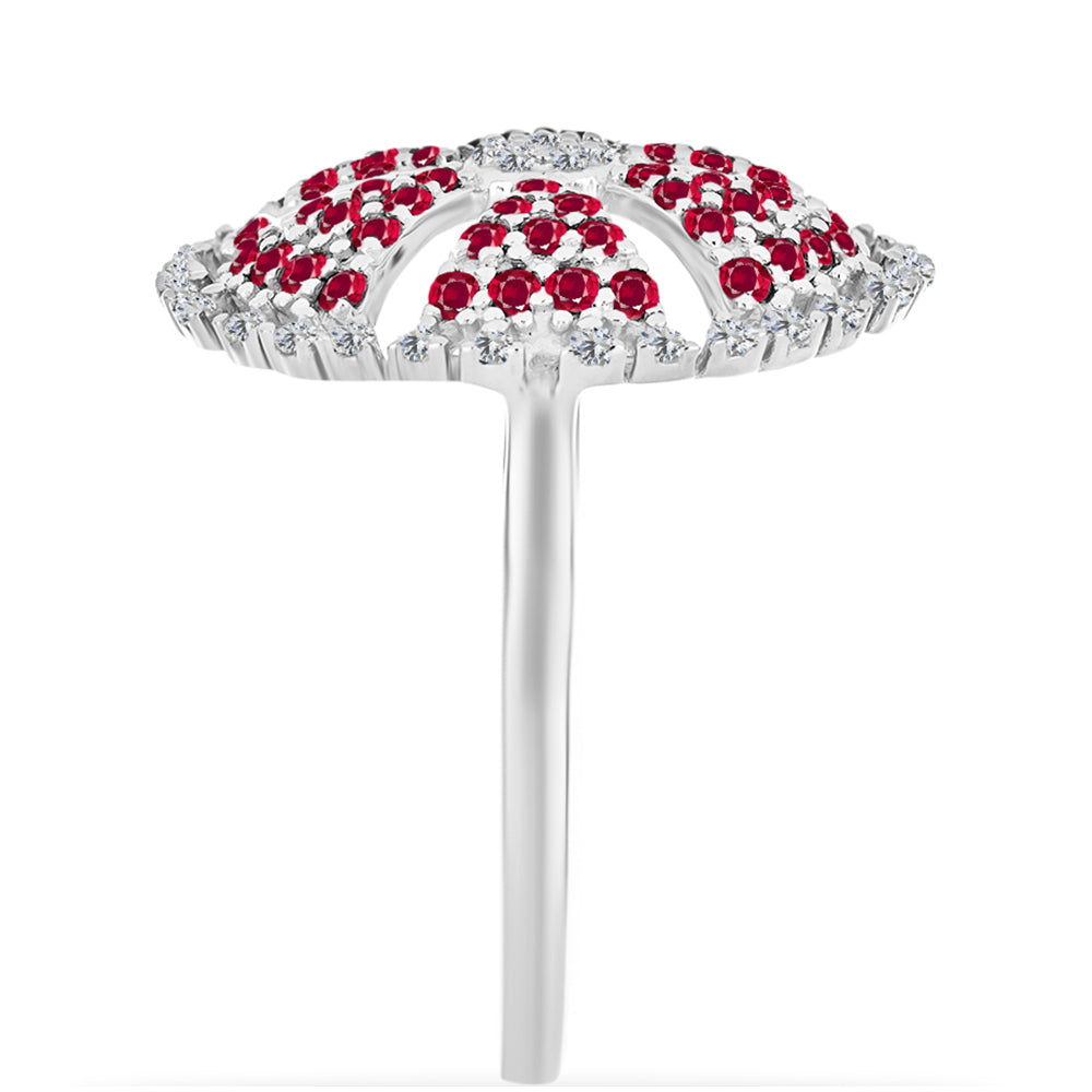 Anel de Prata com Rubi de Madagáscar e Diamante Branco  Contraste: Cabeca de Veado (800) 4 