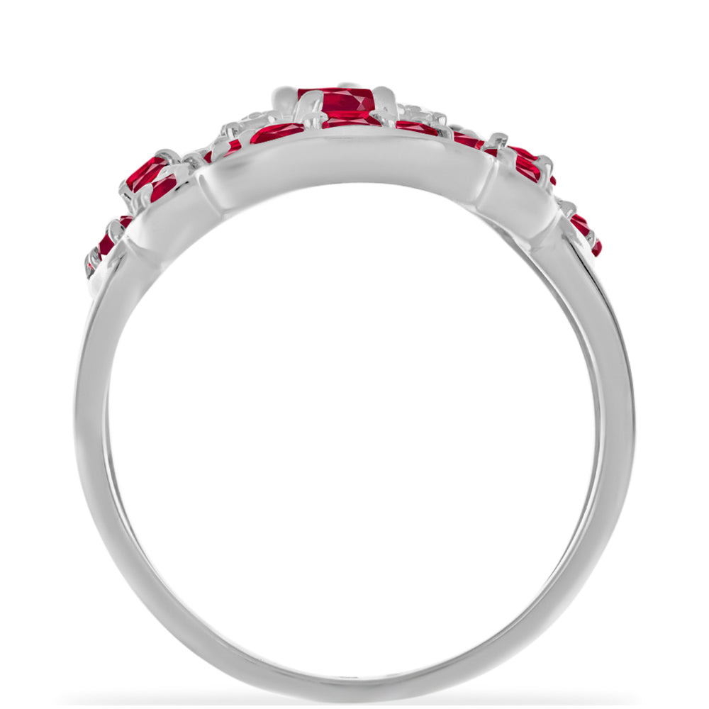 Anel de Prata com Rubi de Madagáscar e Diamante Branco  Contraste: Cabeca de Veado (800) 2 