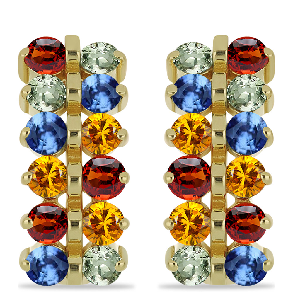 Brincos de Prata com Banho de Ouro com Safira Arco-íris de Rosebery