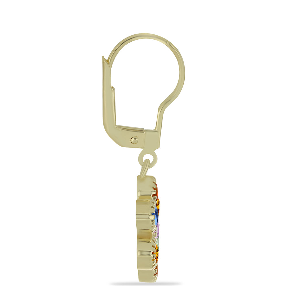 Brincos de Prata com Banho de Ouro com Safira Arco-íris de Rosebery