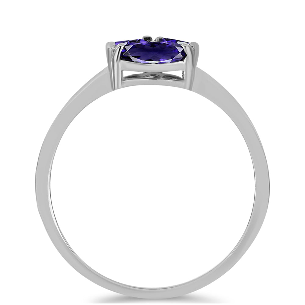 Anel de Prata com Iolite e Topázio Branco 2 