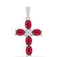Cruz Pendente de Prata com Rubi de Madagáscar e Diamante Branco
