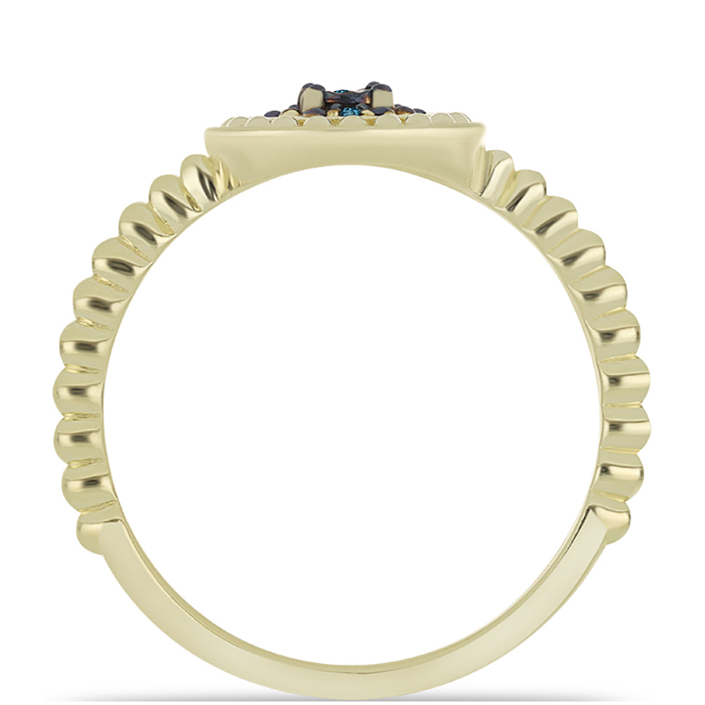 Anel de Prata com Banho de Ouro com Diamante Azul 2 