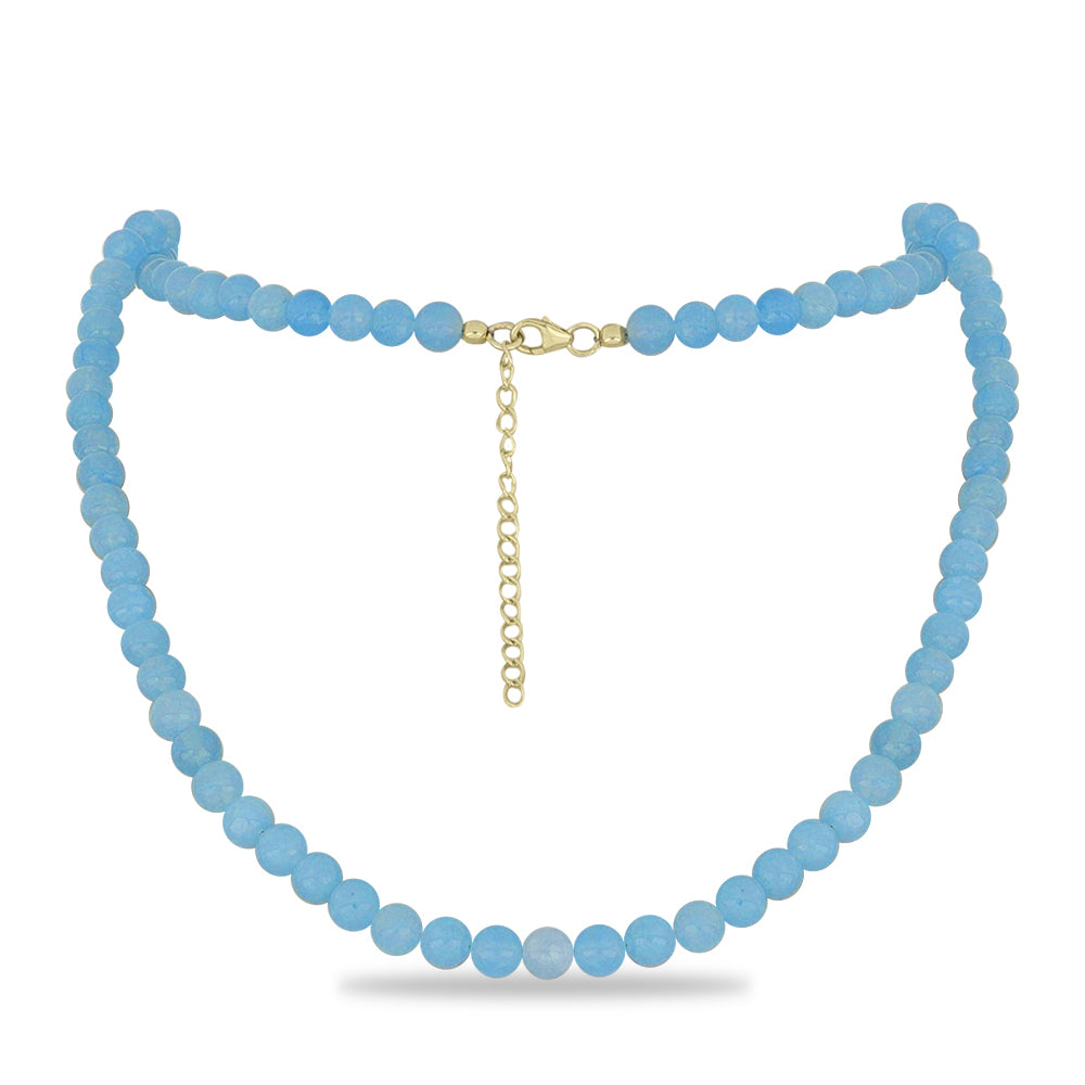 Colar de Prata com Banho de Ouro com Calcedônia Aqua 1 